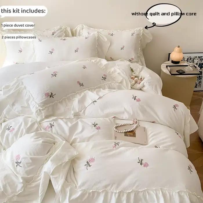 Ensemble de housse de couette brodée de roses