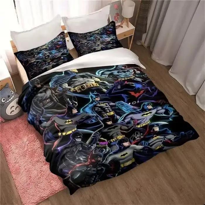 Ensemble de literie classique B-Batman 135x200cm, housse de couette et taie d'oreiller à motif de dessin animé, plusieurs tailles, décoration de chambre à coucher, cadeau pour garçons
