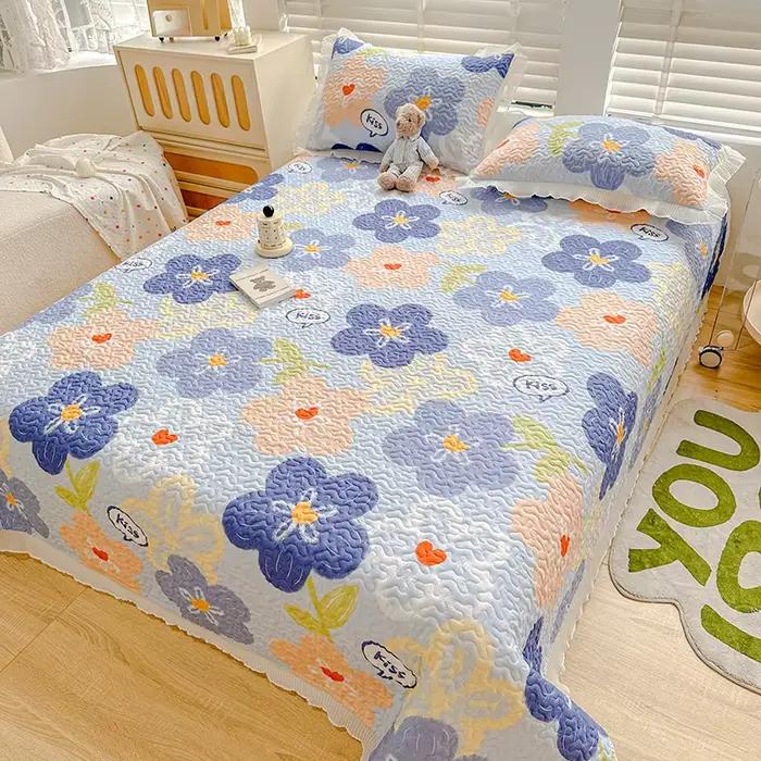 Couvre-lit matelassé imprimé floral en coton épais