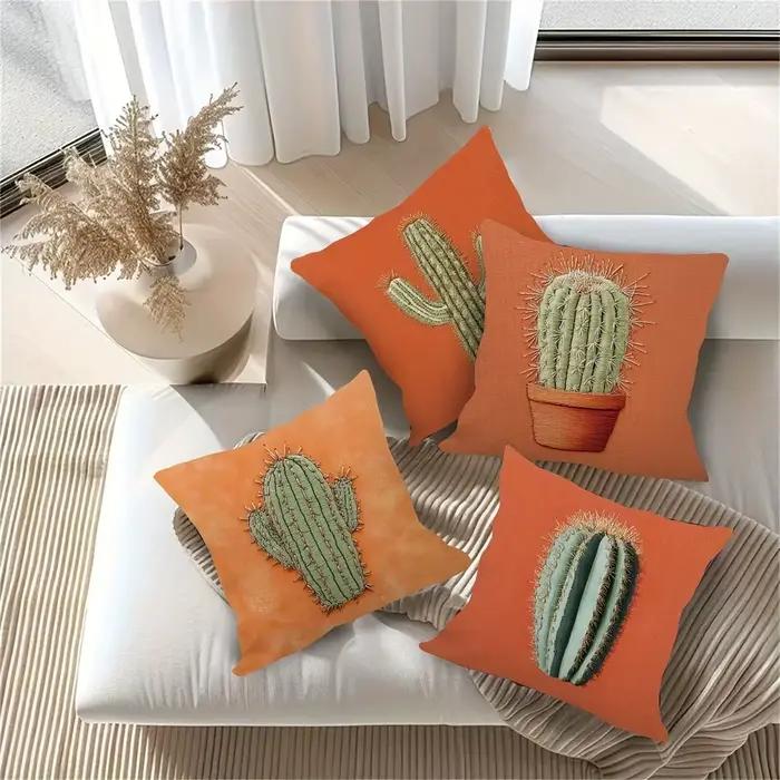 Housse de coussin imprimée cactus tropicaux