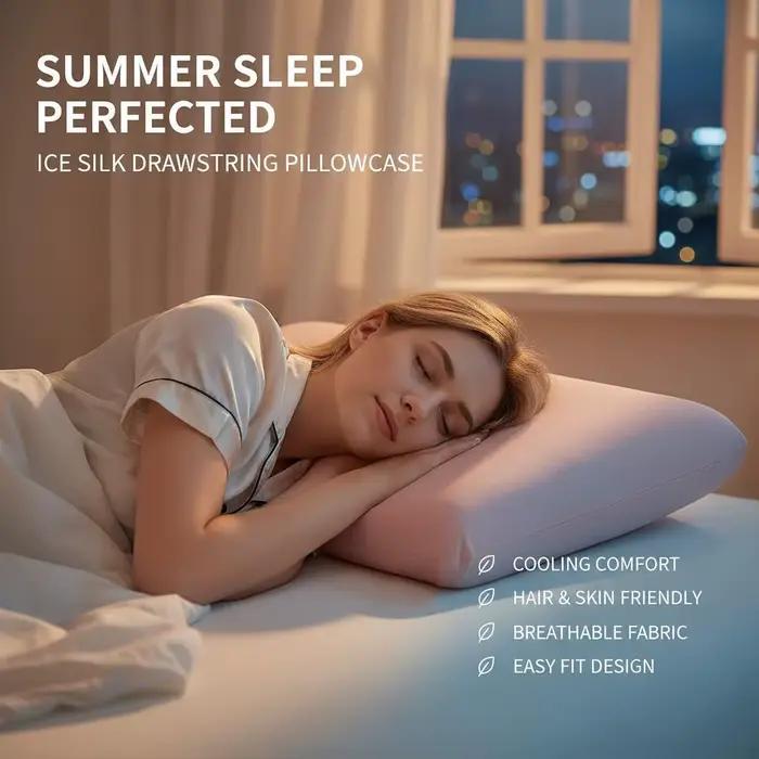 Taies d'oreiller soyeuses et rafraîchissantes pour les personnes qui ont chaud la nuit et souffrent de sueurs nocturnes, taie d'oreiller respirante en fibres pour un meilleur sommeil
