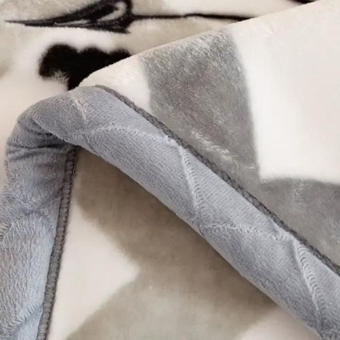 Couverture polaire couverture en peluche King Size couverture de vison lourd soyeux doux et chaud 2 plis A & B imprimé couverture de lit Raschel Rose/pivoine