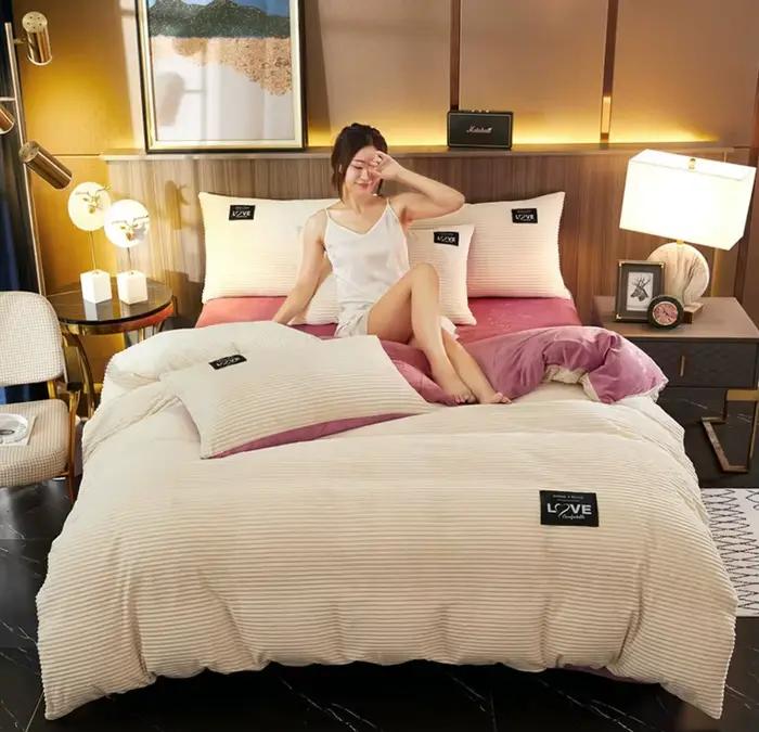 Ensemble de housse de couette en molleton de corail chaud d'hiver