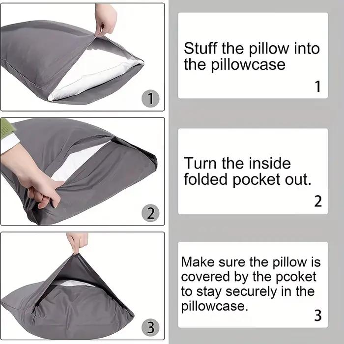 Cadeau de Noël 1 pièce luxueuse taie d'oreiller en tissage sergé brossé 100% coton, fermeture d'enveloppe, housse de coussin de lit douce et confortable, 48x74 cm