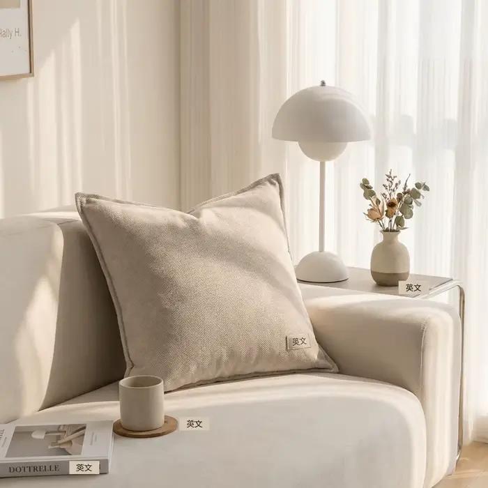 Housse de coussin en tissu tissé doux à chevrons de couleur unie 30x50 40x40 45x45 50x50 55x55 40x60 50x70 60x60 65x65 60x80cm