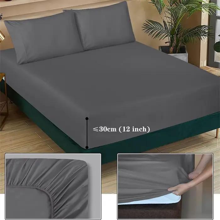 Drap-housse 100% coton avec bande élastique, housse de matelas réglable antidérapante 140/160/180/200 cm pour lit simple, double, queen, king