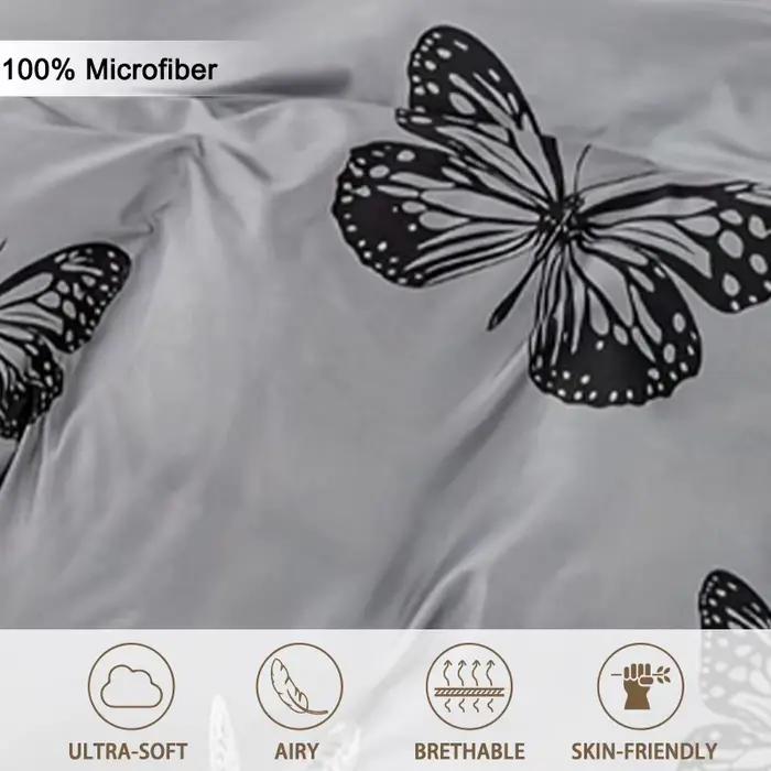 Ensemble de housse de couette à imprimé papillon 3 pièces