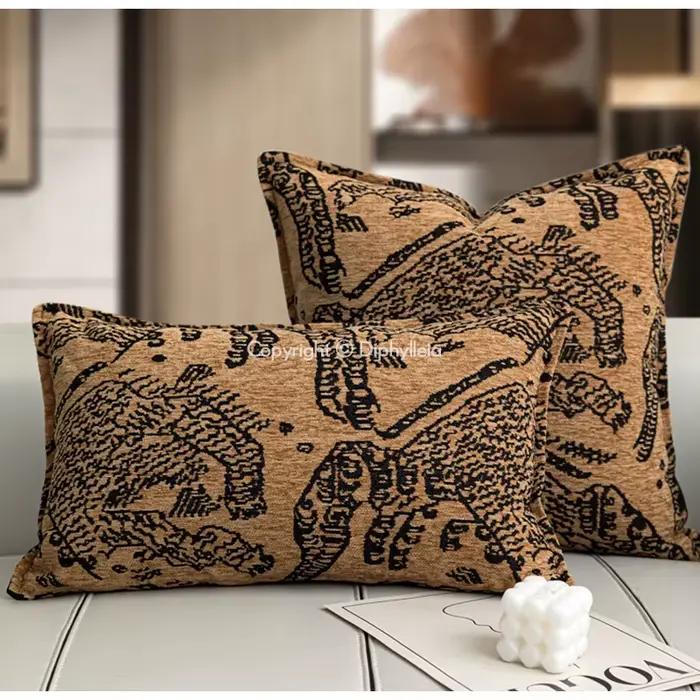 Diphylleia italie moderne abstrait montagne tigre Jacquard housse de coussin Premium Super doux taie d'oreiller décorative pour Villa hôtel