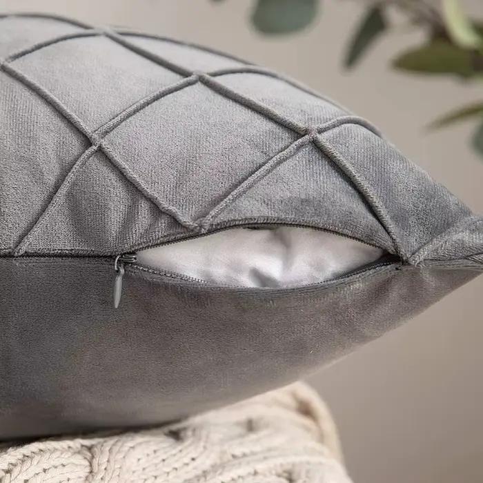 Housses de coussin à carreaux en velours gris foncé, 30x50cm, 45x45cm, 50x50cm, taies d'oreiller de canapé de Style nordique pour la décoration moderne de la maison