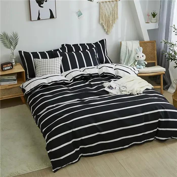 Housse de couette à carreaux simples avec 2 taies d'oreiller