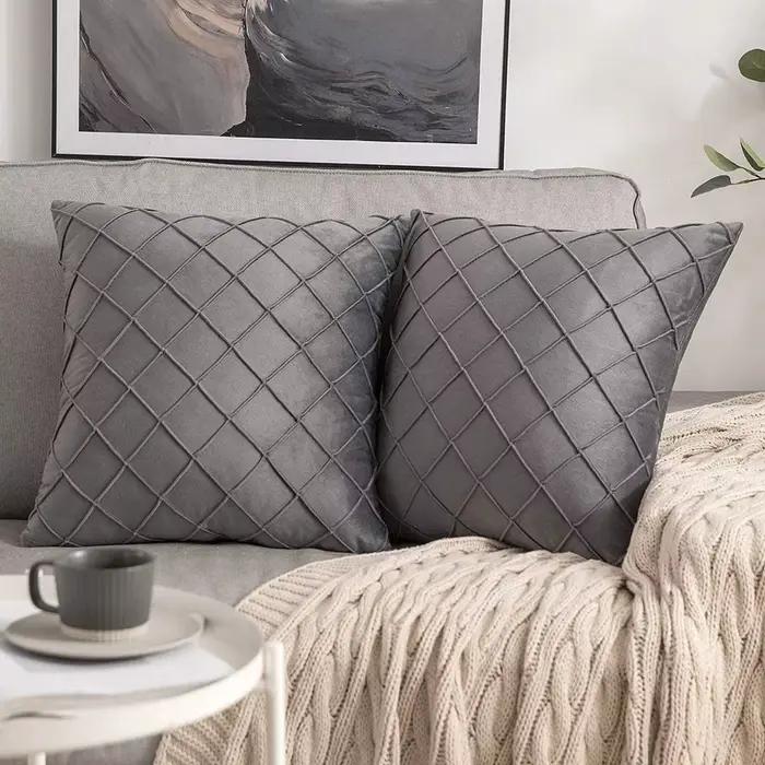 Housses de coussin à carreaux en velours gris foncé, 30x50cm, 45x45cm, 50x50cm, taies d'oreiller de canapé de Style nordique pour la décoration moderne de la maison