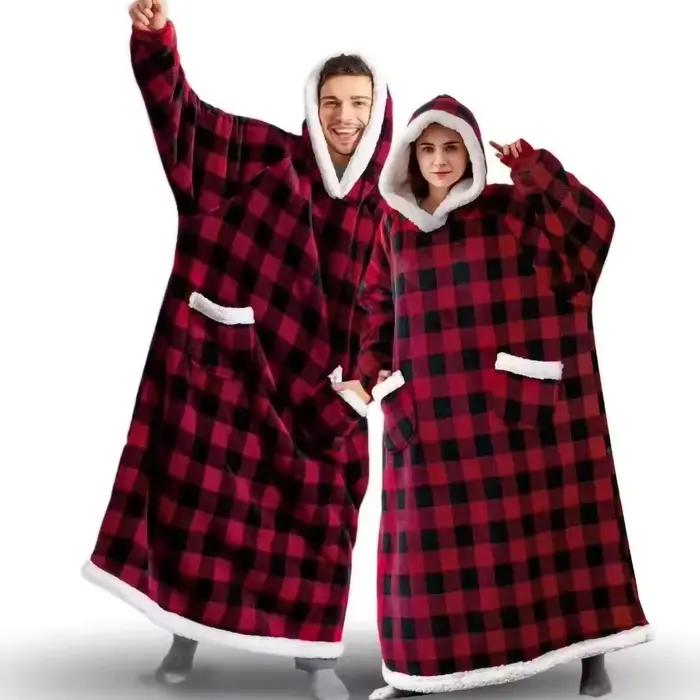 180 cm de Long couverture d'hiver avec manches en peluche polaire portable canapé