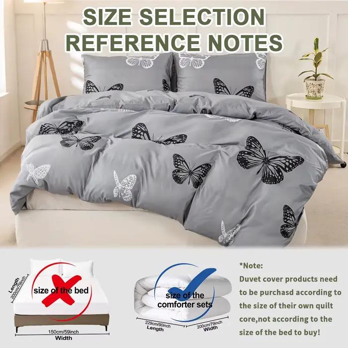 Ensemble de housse de couette à imprimé papillon 3 pièces