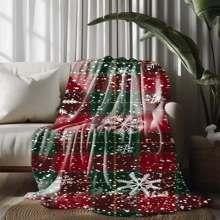 Couverture flocon de neige de noël en flanelle microfibre