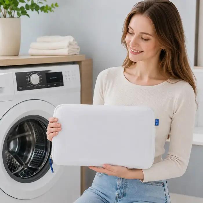 Sac de lavage délicat pour pulls, pochette de lavage en maille fine, sac de protection pour vêtements avec fermeture éclair et sangles fixes pour le soin des tricots