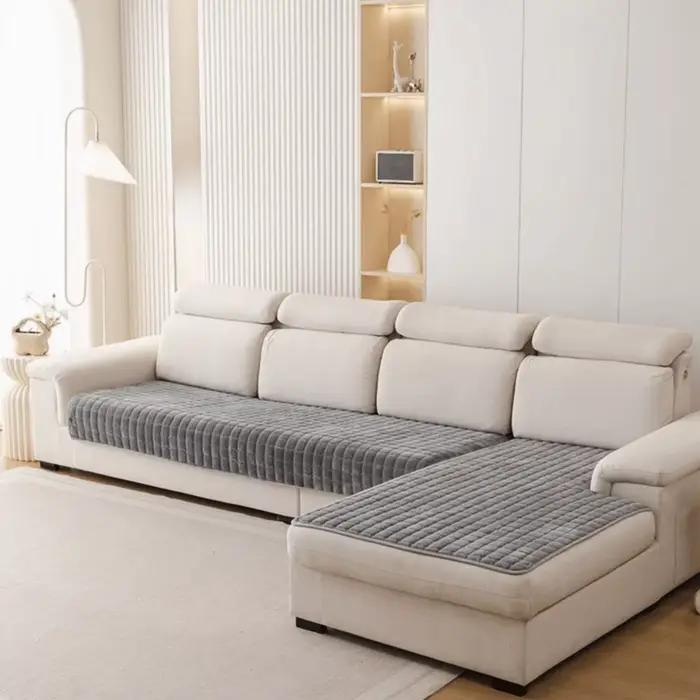 Coussin de canapé en flanelle à carreaux minimaliste, résistant aux taches, lavable, antidérapant, coussin de siège chaud pour salon