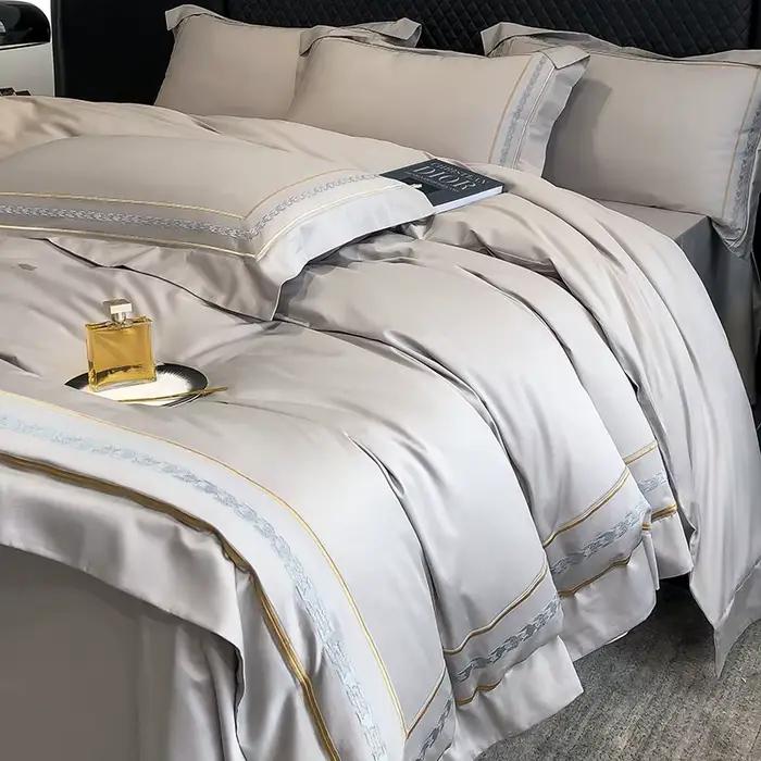 Ensemble quatre pièces en coton à fibres longues des années 200, drap de lit 100% coton pur, housse de couette, Style européen, luxe, haut de gamme, pour la maison