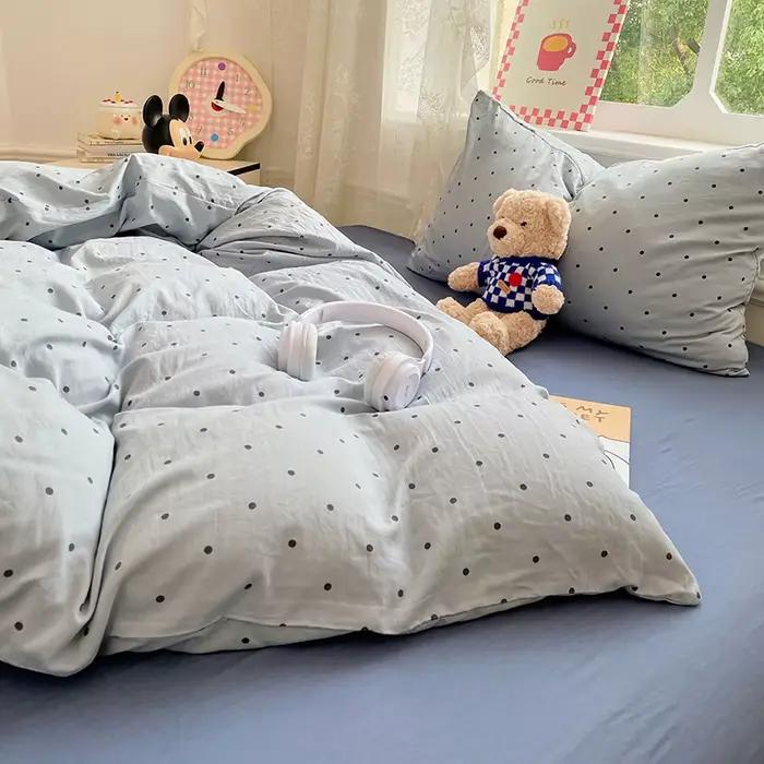 Parure de lit en microfibre pré-lavée avec 2 taies d'oreiller