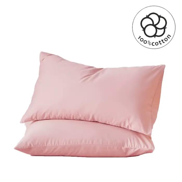 Taie d'oreiller 2 pièces coton couleur unie