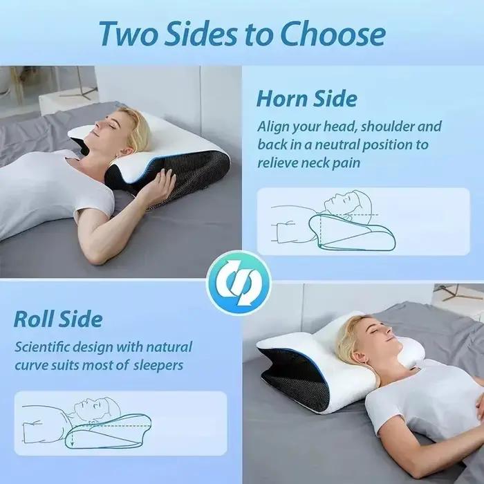 Oreiller cervical orthopédique en forme de papillon – Oreiller ergonomique en mousse à mémoire de forme à récupération lente pour soulager les douleurs cervicales