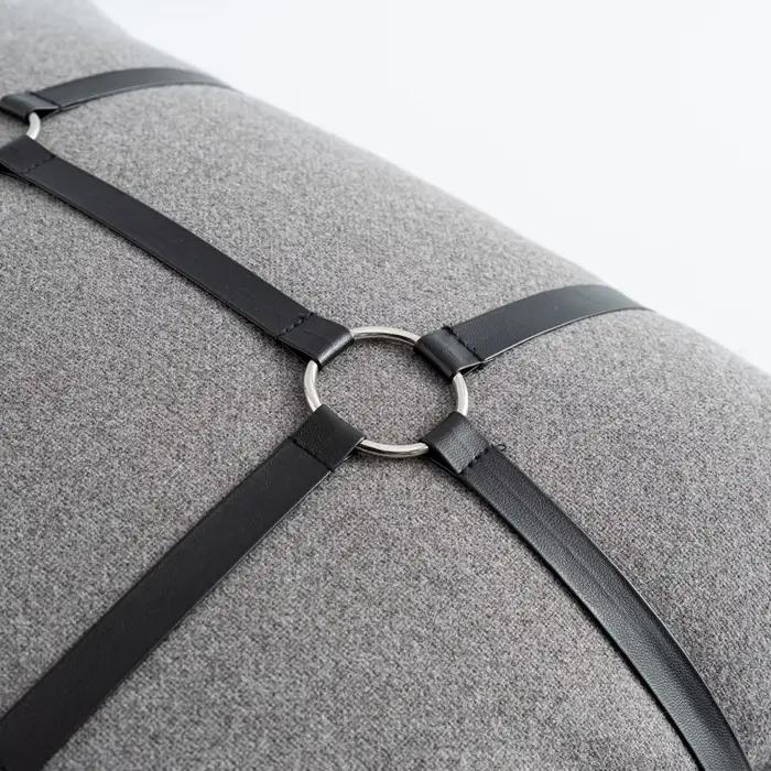 Taie d'oreiller en cuir PU pied-de-poule gris