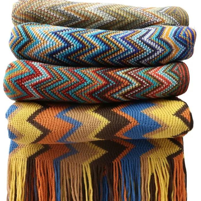 Boho lit Plaid couverture géométrie aztèque Baja couvertures ethnique canapé