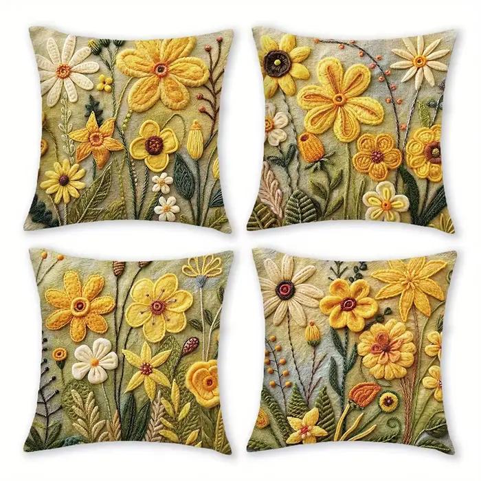 Taies d'oreiller jaunes à motifs floraux: adornez votre espace avec la beauté de la Nature, housse de coussin de canapé, décoration de chambre à coucher