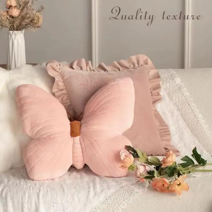 Oreiller papillon mignon Ins pour la décoration de la maison, oreiller extraterrestre créatif, tête de lit portable, canapé doux rose