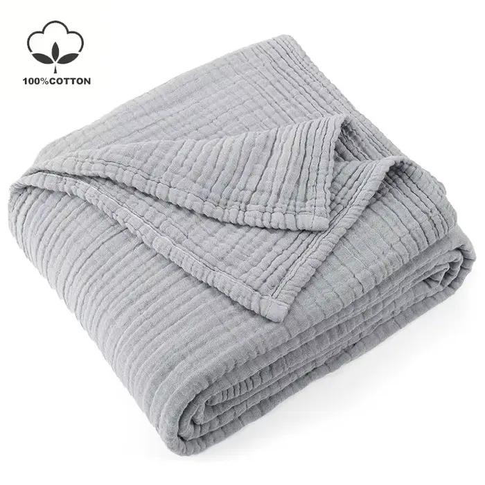 Couverture d'été bohème 100 % coton mousseline