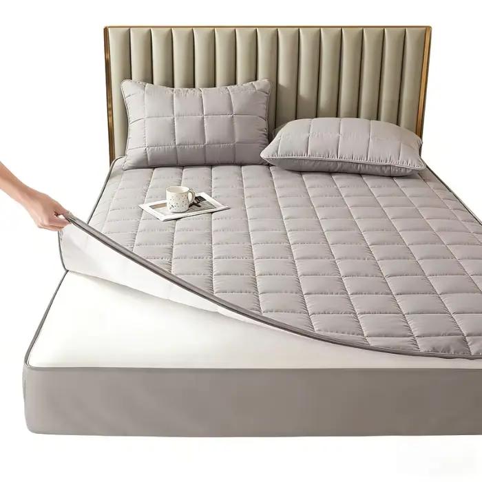 Protège-matelas Queen matelassé en microfibre imperméable, anti-acariens et antibactérien, avec fermeture éclair intégrale sur 6 côtés, respirant