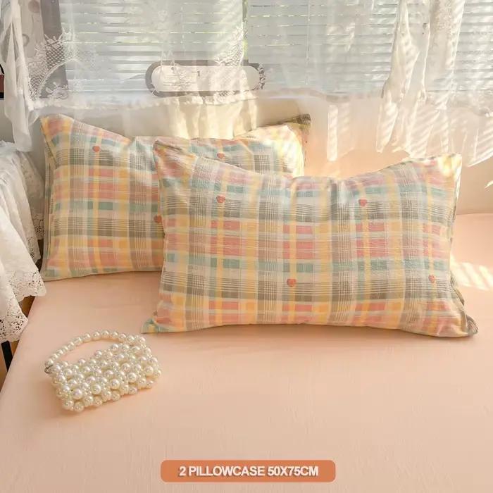 Ensemble de housse de couette à carreaux avec 2 taies d'oreiller