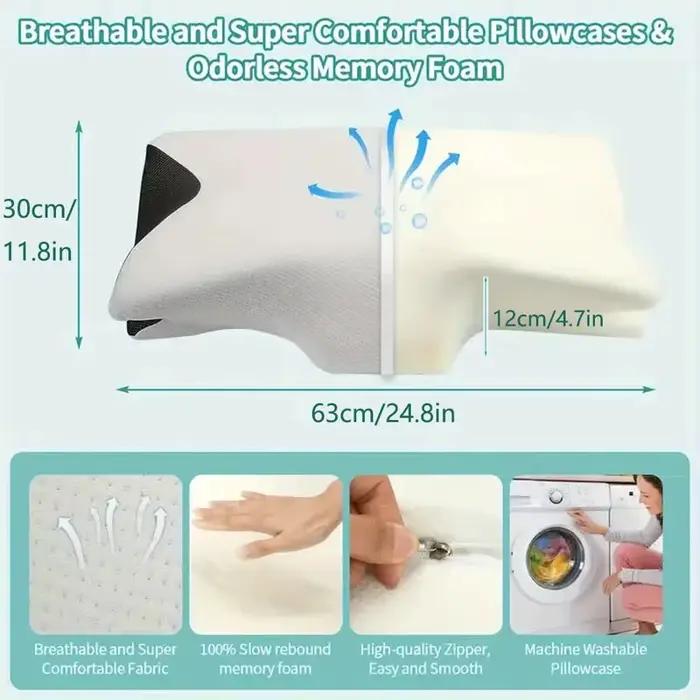 Oreiller cervical en mousse à mémoire de forme à rebond lent, confortable, pour un sommeil réparateur, orthopédique, pour massage du cou