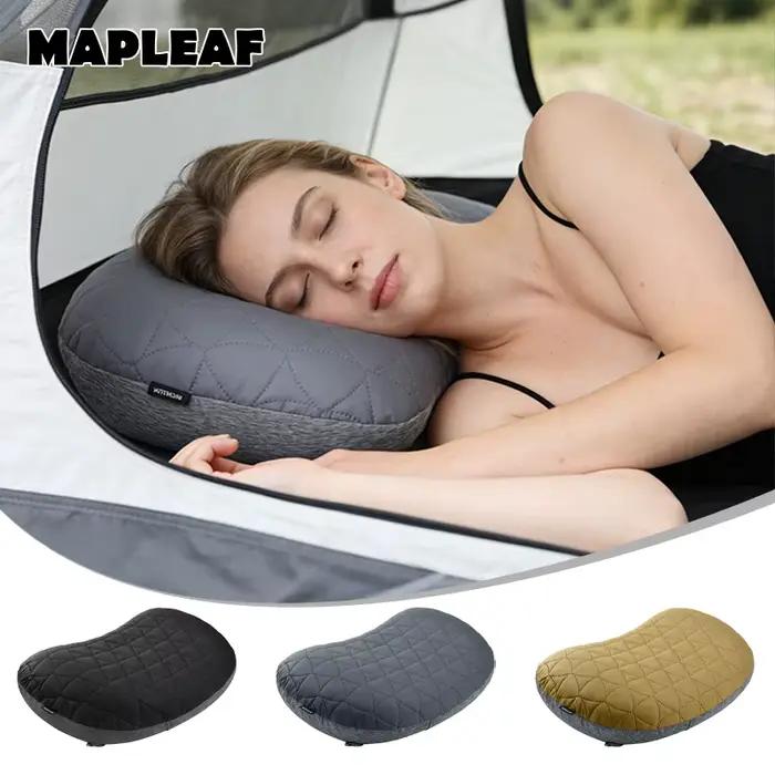 Oreiller de camping gonflable MAPLEAF, compact, portable, léger, pour dormir, la randonnée, le bureau, les voyages, les activités de plein air, housse lavable