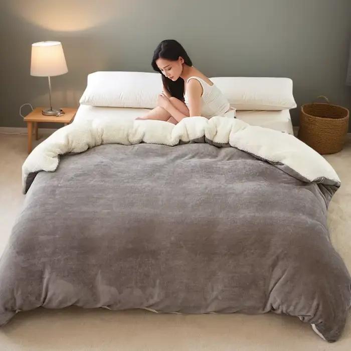 Juste de couette en cachemire d'agneau Smile pour lit Queen et King Size