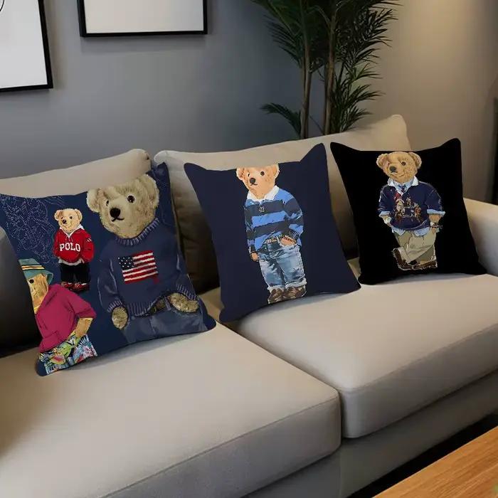 Housse de coussin mignonne en forme d'ours en peluche