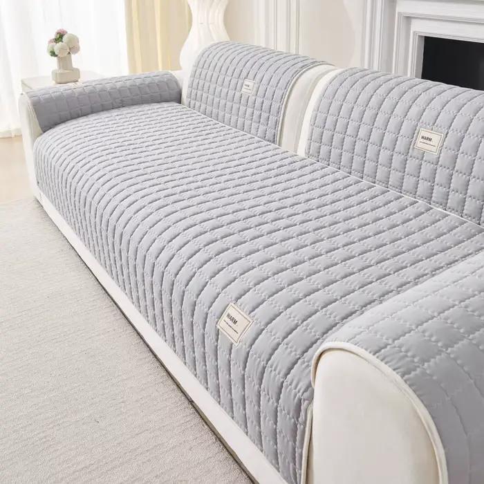 Housse de canapé matelassée unie et simple, antidérapante, protection de meubles pour chambre, bureau, salon, décoration intérieure