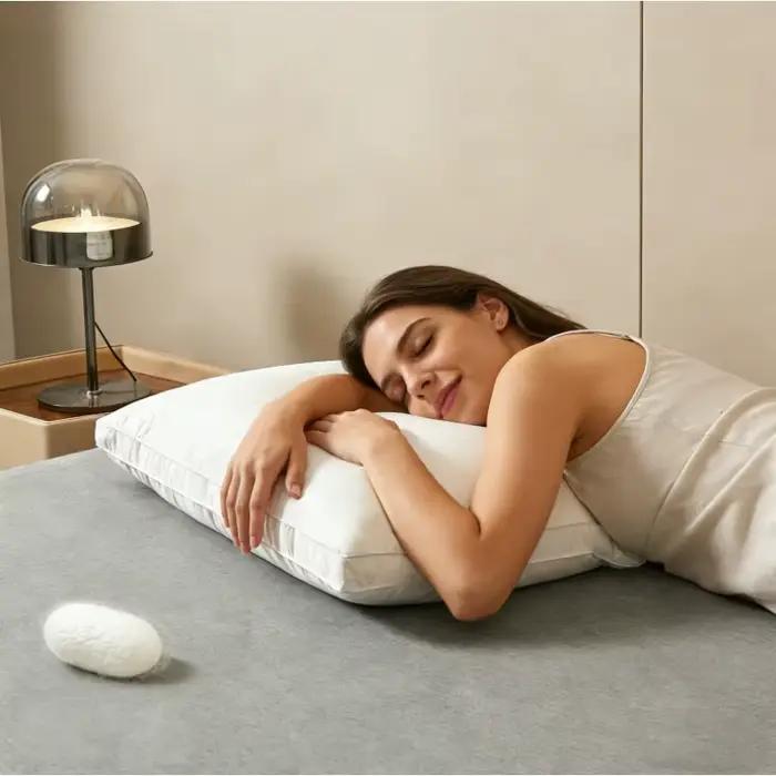 Oreiller de luxe en soie de mûrier, 1200G, 48x74cm, hypoallergénique, coussin de couchage confortable, coque en coton, hôtel, oreillers de lit de haute qualité