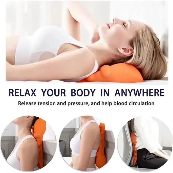 Oreiller cervical, coussin lombaire, oreiller de massage cervical, coussin d'acupression pour le dos, correcteur de posture du cou et des épaules, un excellent cadeau