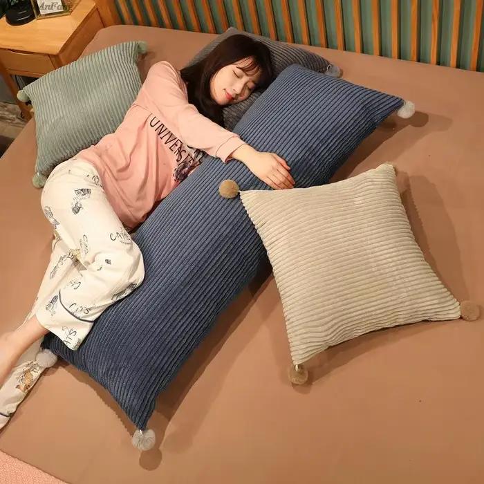 Taie d'oreiller longue en velours, 60/85/120/150cm, couleur unie, douce et confortable, Double amant, pour dormir
