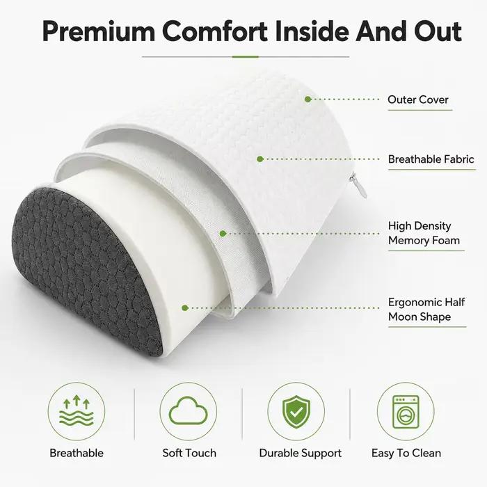 Coussin de soutien en mousse à mémoire de forme ergonomique multifonctionnel pour le dos et la taille