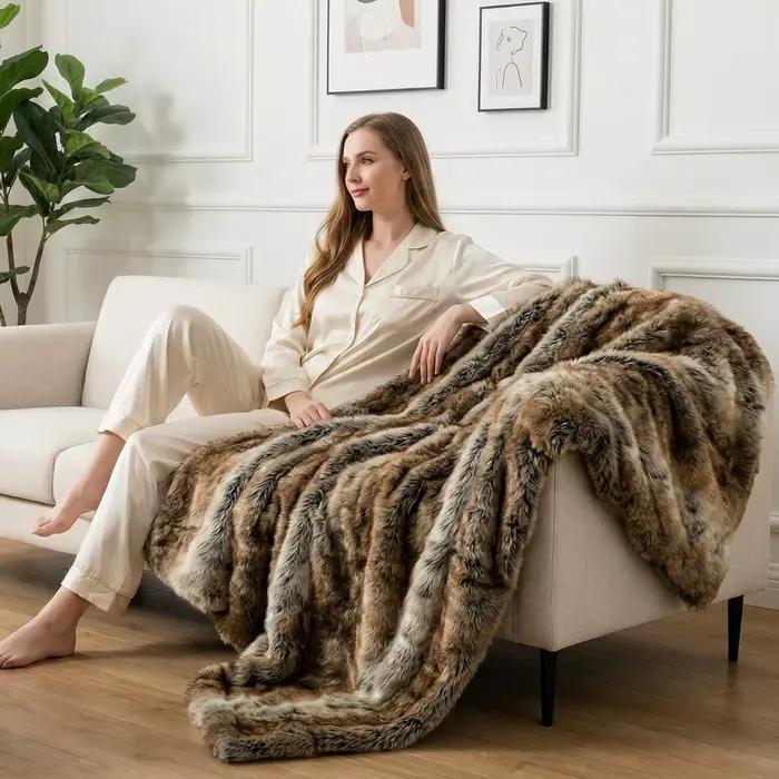 Battilo couverture en fausse fourrure de luxe moelleux Plaid jeter