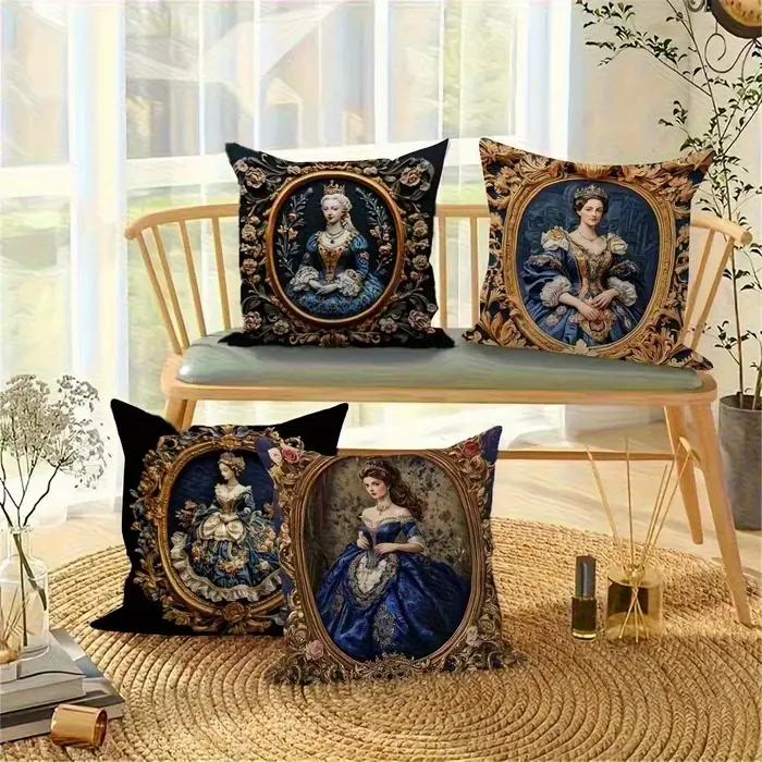 Housse de coussin royale élégante, Design imprimé Double face, tissu Ultra doux en Polyester, décoration en peluche pour salon, idée cadeau
