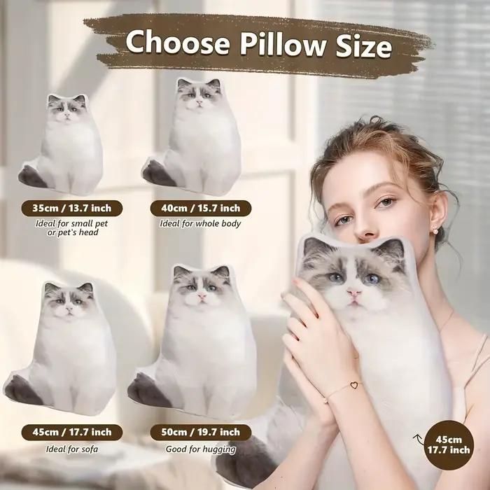 Coussin en peluche personnalisé avec photo d'animal, design double face, motif animalier doux et mignon avec image du visage pour anniversaire