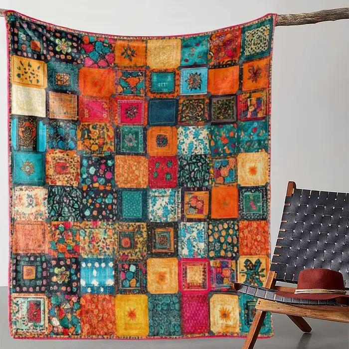 Couvertures matelassées colorées en patchwork, parfaites pour le canapé, le lit, la sieste au bureau, le camping et les voyages, couverture confortable.