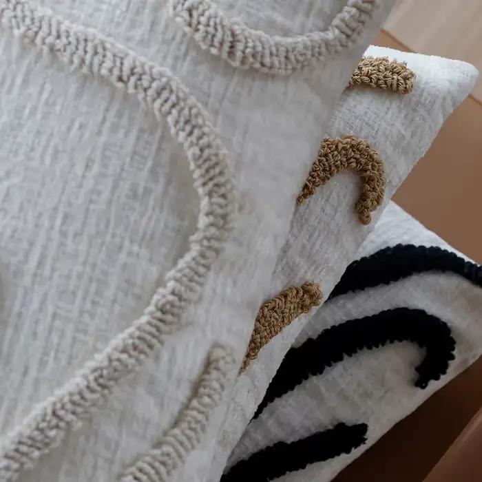 Taie d'oreiller capitonnée en Chenille, ligne Simple, 45x45cm, décoration nordique romantique pour la maison, pour salon, canapé, taie d'oreiller 18x18 pouces