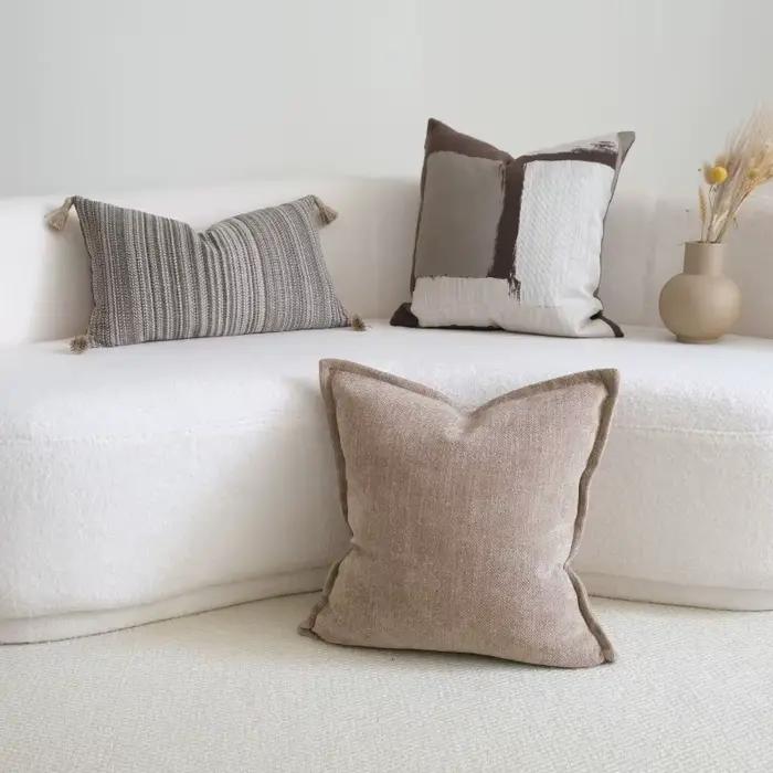 Housse de coussin à rayures à carreaux