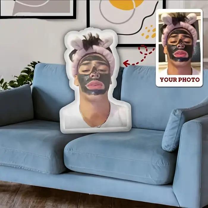 Oreiller en peluche avec photo personnalisée - FaceBodyNameTextLogo personnalisé - Chargez votre propre image - Coussin
