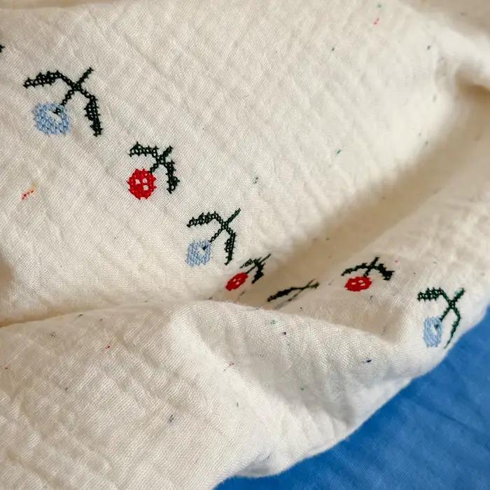 Parure de lit 100 % coton double épaisseur en gaze avec drap-housse