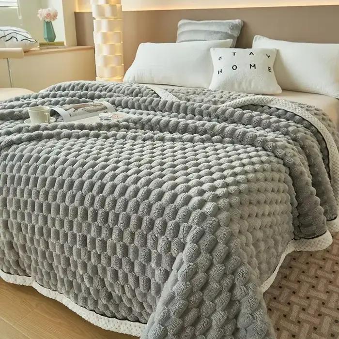 Couverture de couchage chaude en velours tortue, couverture polaire en flanelle douce et confortable pour lit, confortable et moelleuse, automne et hiver