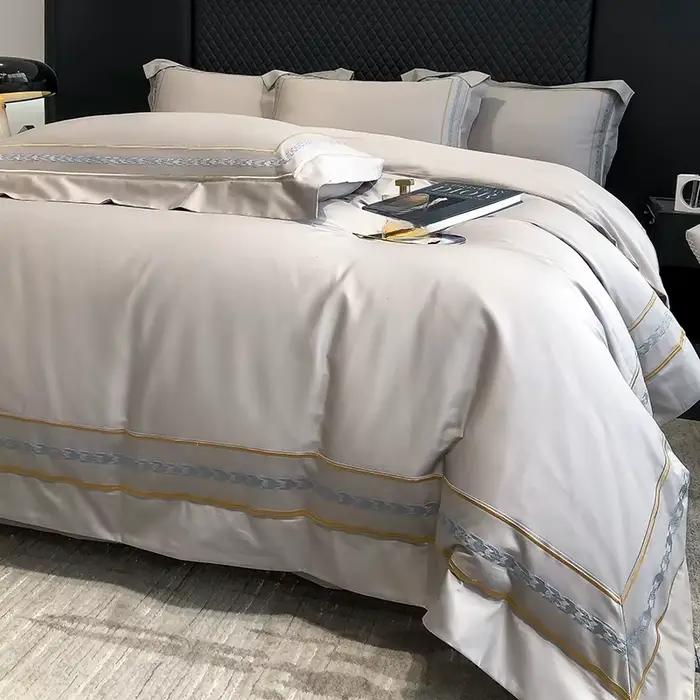 Ensemble quatre pièces en coton à fibres longues des années 200, drap de lit 100% coton pur, housse de couette, Style européen, luxe, haut de gamme, pour la maison